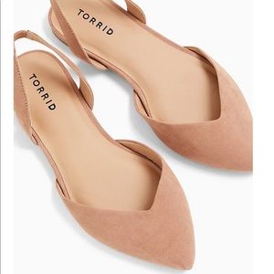 Blush pointed toe back strap mule